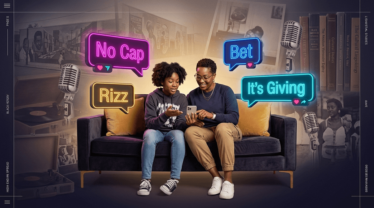 Illustration for "No Cap" Slang Origin: Understanding AAVE and Kid Culture