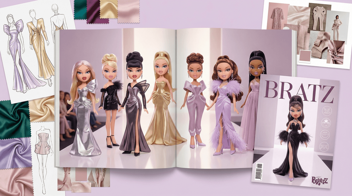 Illustration for Bratz Fashion Collabs: Navigating Body Image with Designer Dolls