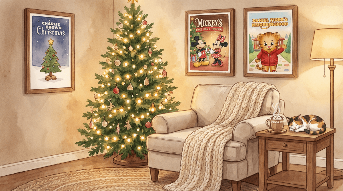 Illustration for Cozy Christmas Movies That Won't Overstimulate Your Toddler
