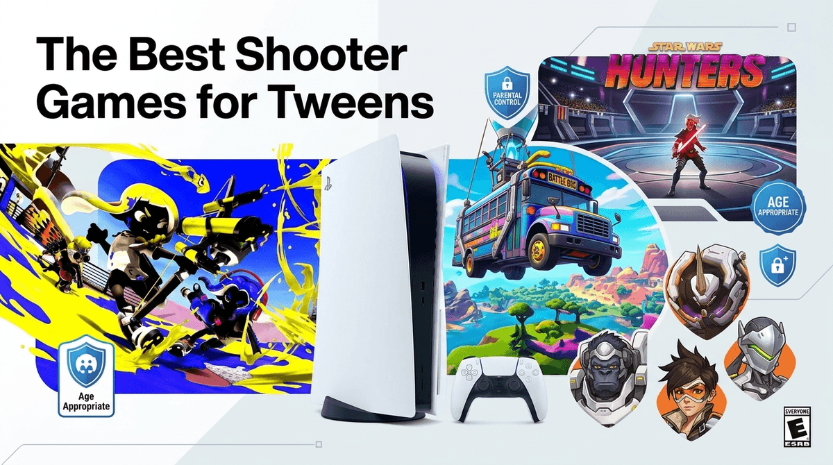 Illustration for Shooting Games for 12 Year Olds: 7 Best Non-Violent Picks