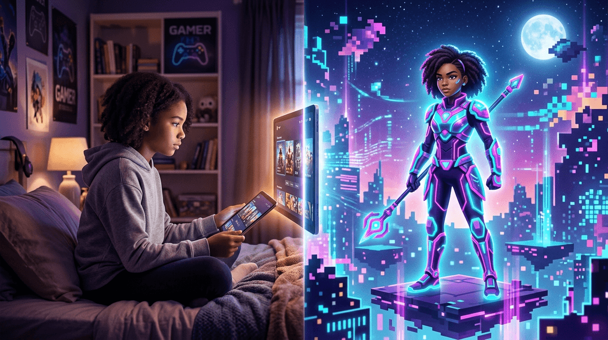 Illustration for The Pixelated Mirror: Why Your Kid’s Digital Skin Matters