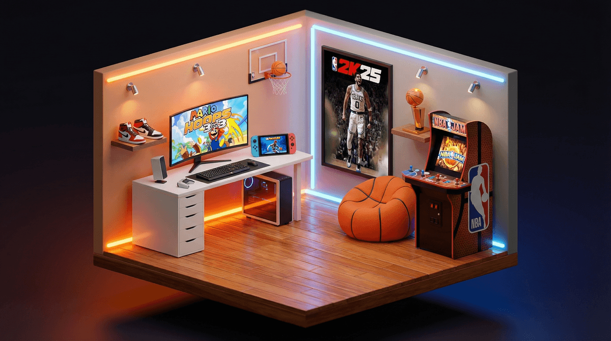 Illustration for Basketball Games for Kids: From NBA 2K to Mario Hoops