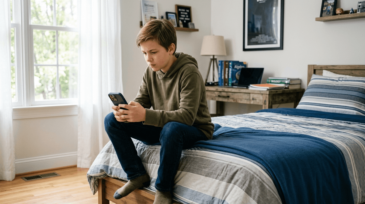 Illustration for Screenwise guide: Keeping Screens Out of Bedrooms Protects Middle Schoolers from Cyberbullying