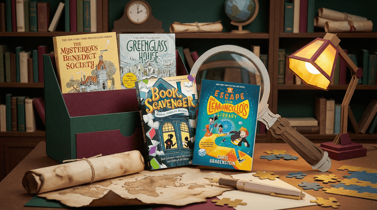 Illustration for Books Like The Mysterious Benedict Society: Smart Adventures for Puzzle-Loving Kids