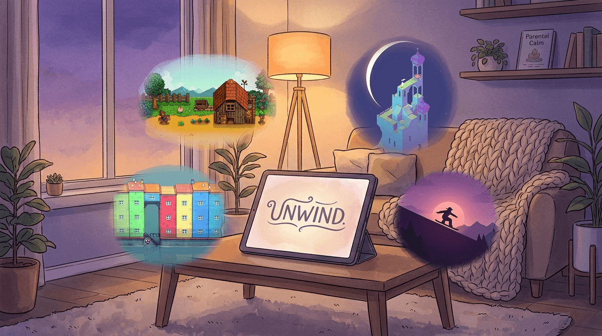 Illustration for 8 Calming Mobile Games for Kids to Help Them Wind Down