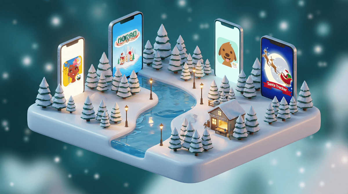 Illustration for 12 Best Christmas Apps for Kids: Santa Trackers and Games