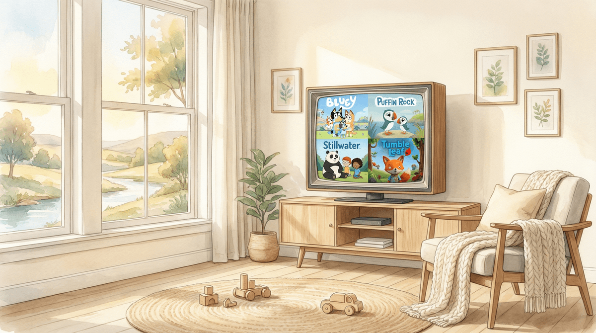 Illustration for 12 Slow Paced Kids Shows: Gentle TV Like Stillwater