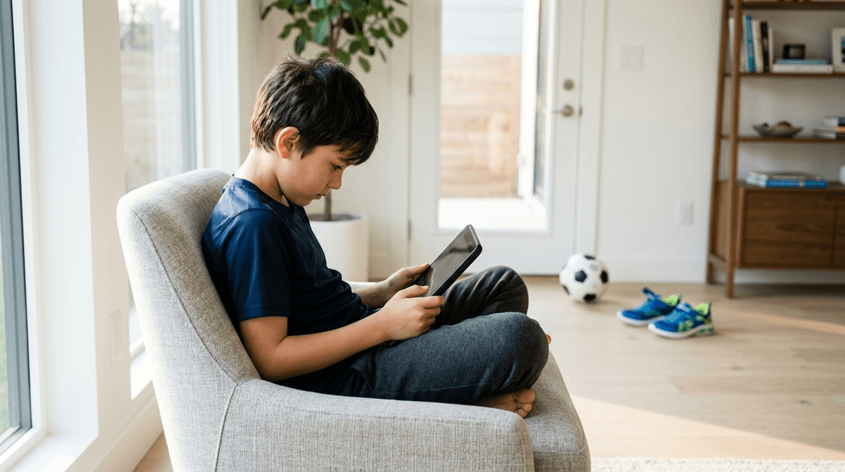 Illustration for Screenwise guide: Elementary Boys Face Higher Screen Risk Tied to Sitting Habits