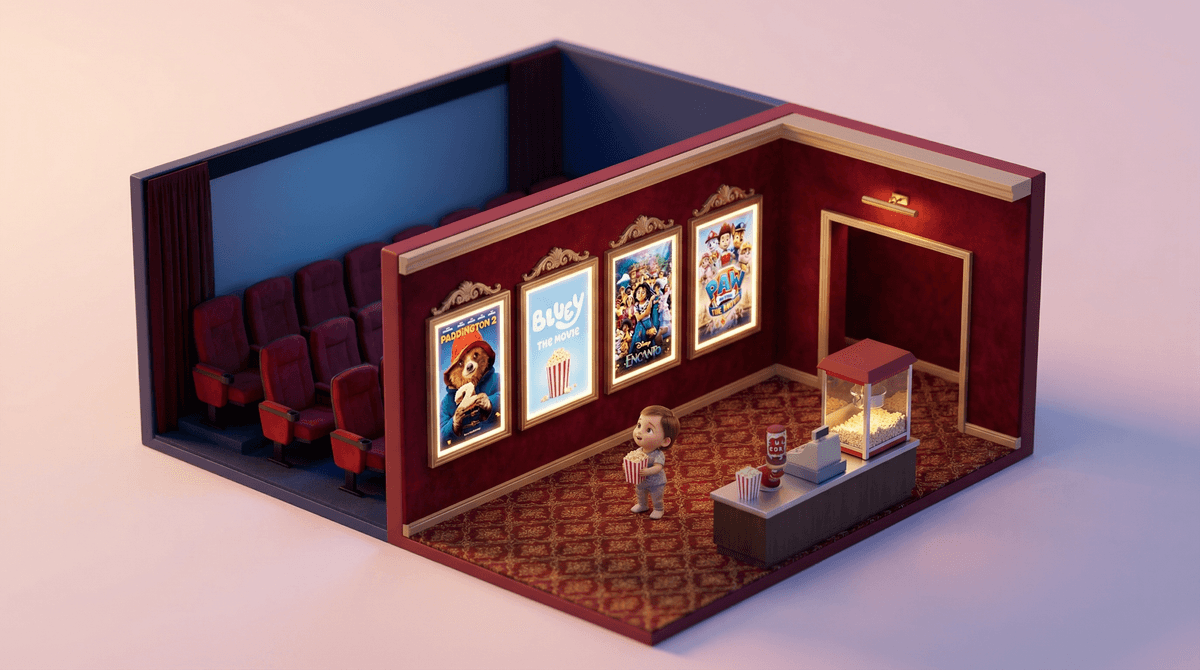 Illustration for The First Movie Theater Visit: A Parent's Guide to Making It Magical (Not Meltdown-Inducing)