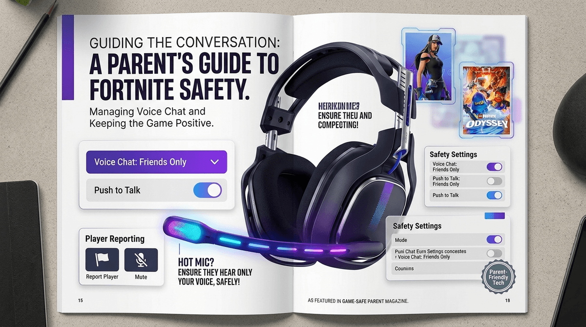 Illustration for The Mic is Hot: A Parent’s Guide to Fortnite Voice Chat and Safety