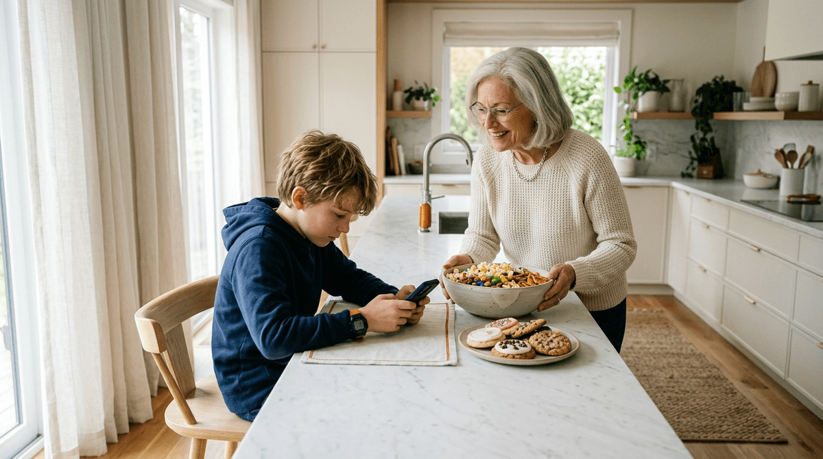 Illustration for Grandparent Care Linked to Higher Child Weight and Snack Consumption