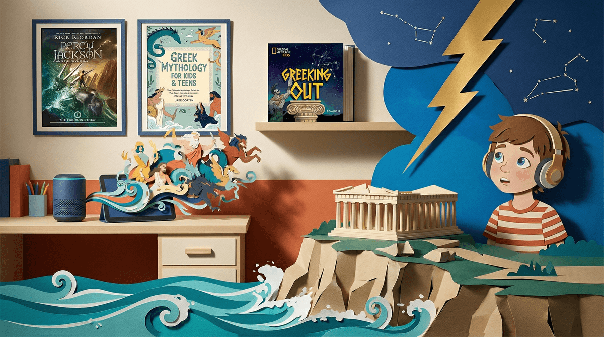 Illustration for Greeking Out: National Geographic's Mythology Podcast for Curious Kids