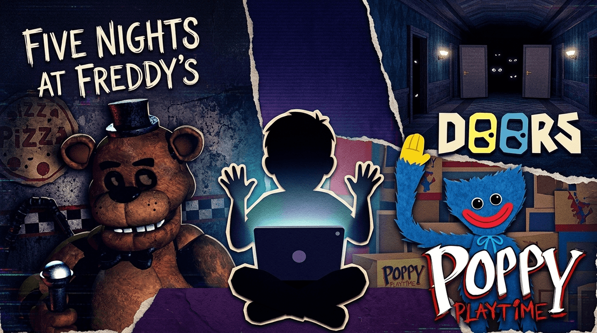 Illustration for From FNAF to Doors: Why Kids Love (and Fear) Jump Scares
