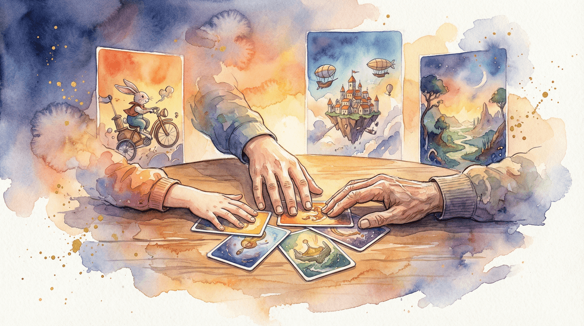 Illustration for How to Play Dixit with Mixed Ages: Tips for Family Game Night