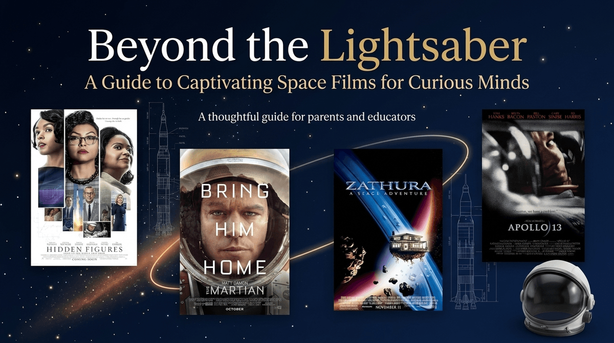 Illustration for Beyond the Lightsaber: Live-Action Space Movies for Ages 8–12