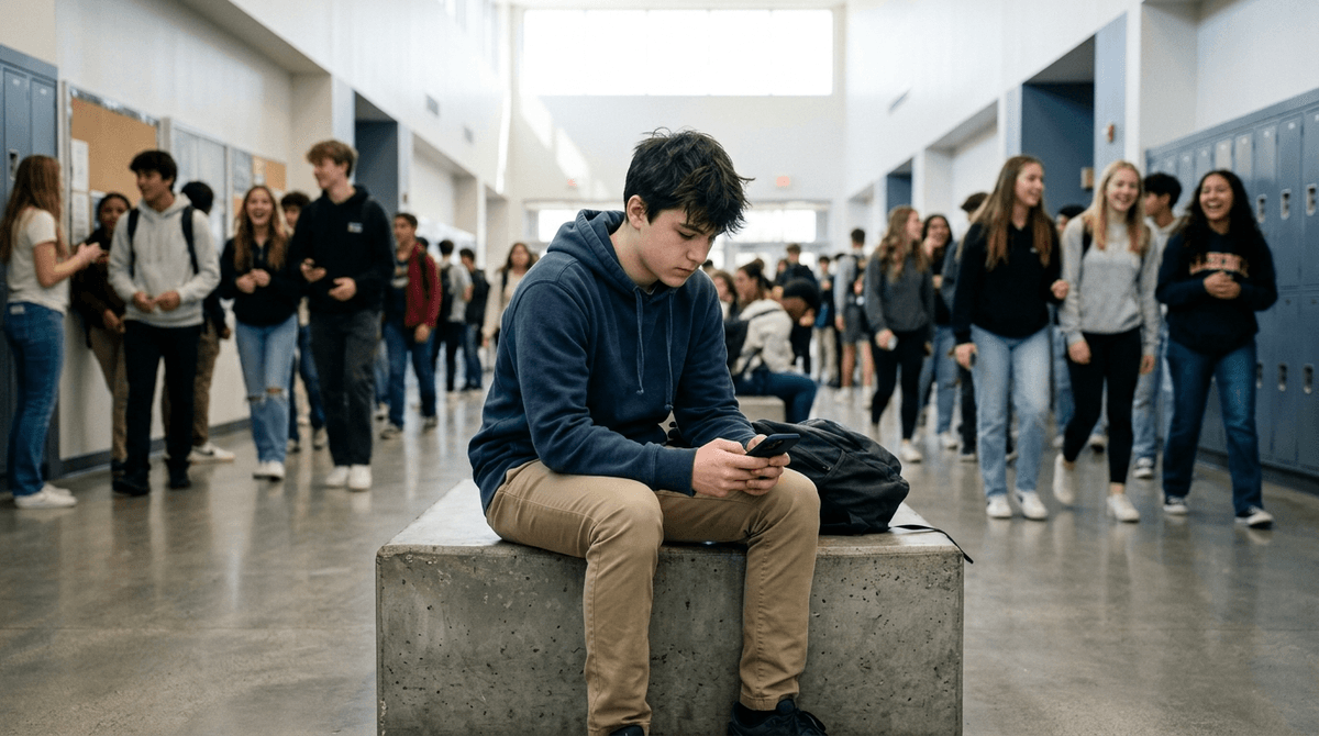 Illustration for School Loneliness Impacts Mental Health More than Social Media or Gaming