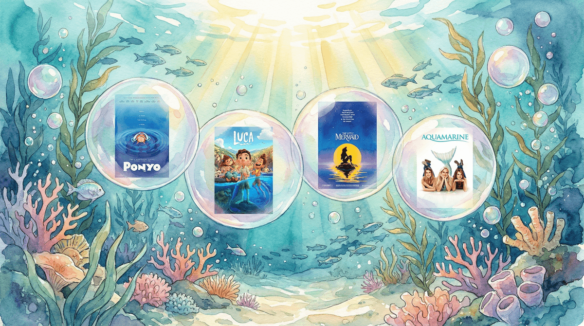 Illustration for Mermaid Movies for Kids: From Ariel to Aquamarine