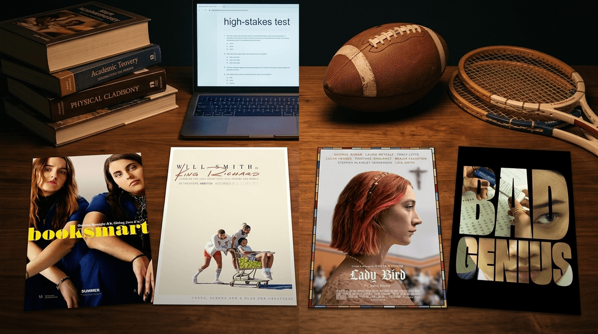 Illustration for Beyond the Scoreboard: Movies About Academic Pressure and Student Athlete Burnout