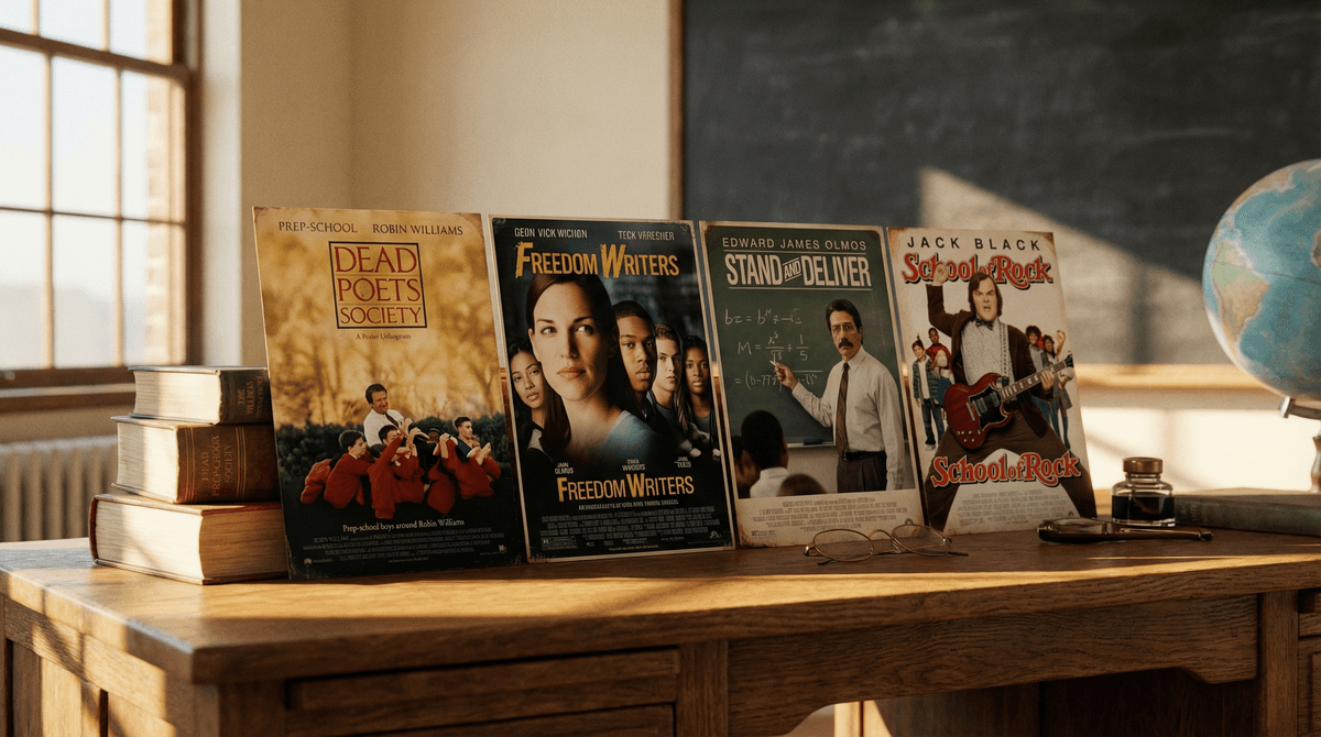 Illustration for When Dead Poets Society Meets Modern Classrooms: Movies with Inspiring Teachers