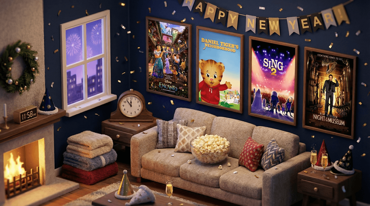 Illustration for New Year's Eve Movies for Families: Ring in the New Year Together