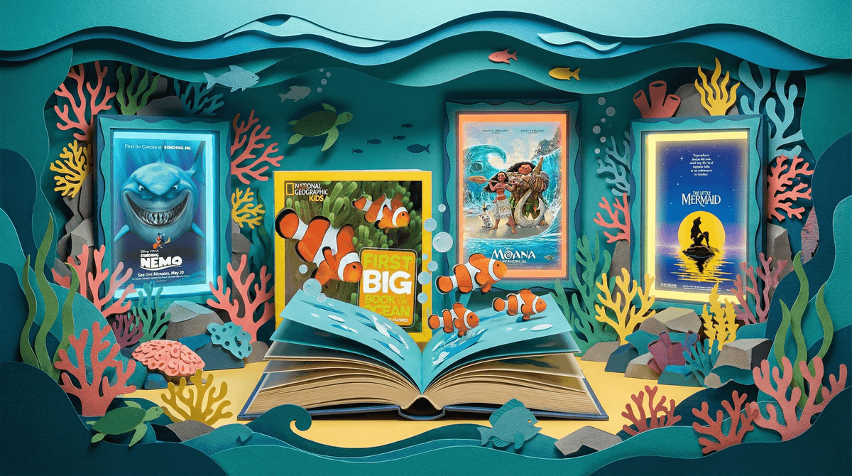 Illustration for Dive Into Ocean Books Inspired by Finding Nemo, Moana, and The Little Mermaid