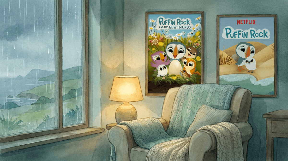Illustration for Puffin Rock and the New Friends: The Ultimate Low-Stimulation Movie Night
