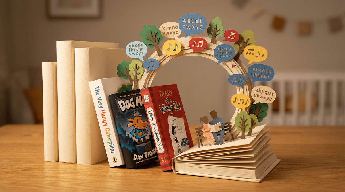Illustration for Raising Multilingual Kids with Books: Screen-Free Language Learning