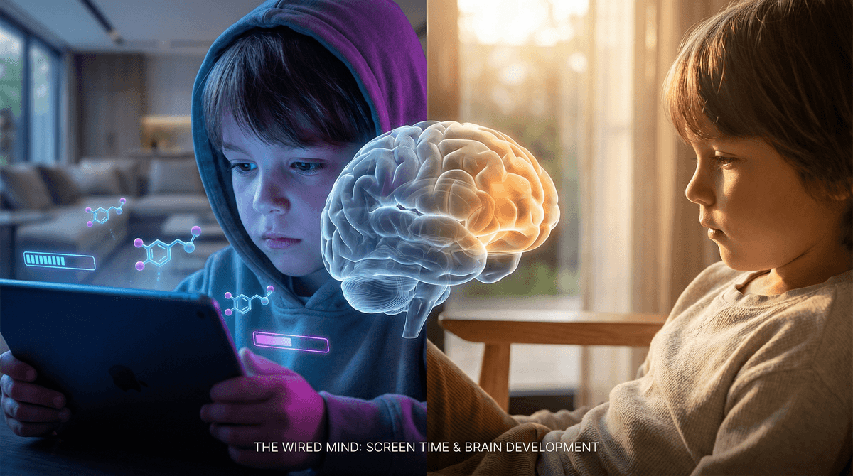 Illustration for The Science of 'Just Five More Minutes': What Screens Are Actually Doing to Your Child’s Brain