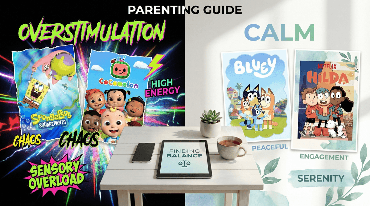 Illustration for Is SpongeBob Making Your Kid Hyper? Signs of Cartoon Overstimulation