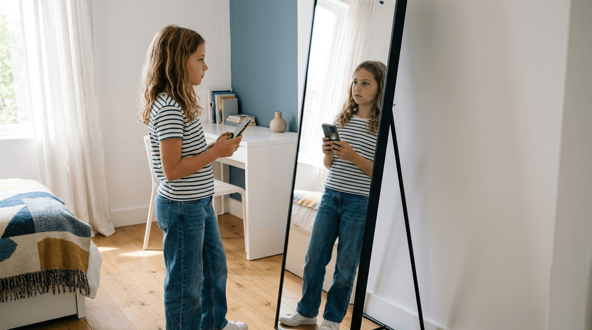 Illustration for Early Social Media Use Predicts Future Body Image Struggles in Children