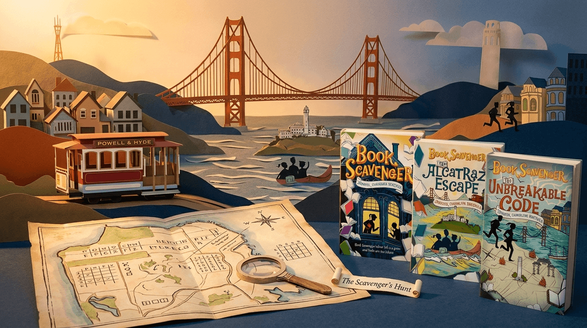 Illustration for The Book Scavenger Series: Why Kids Are Racing to the Library