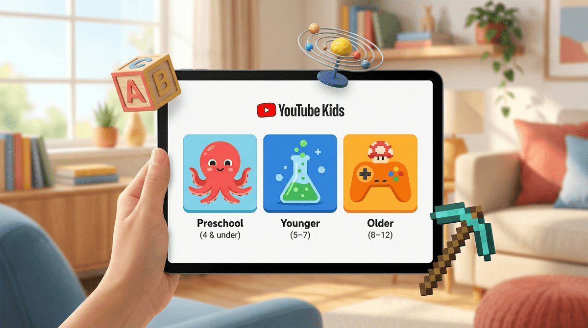 Illustration for YouTube Kids Content Settings: Preschool vs Younger vs Older