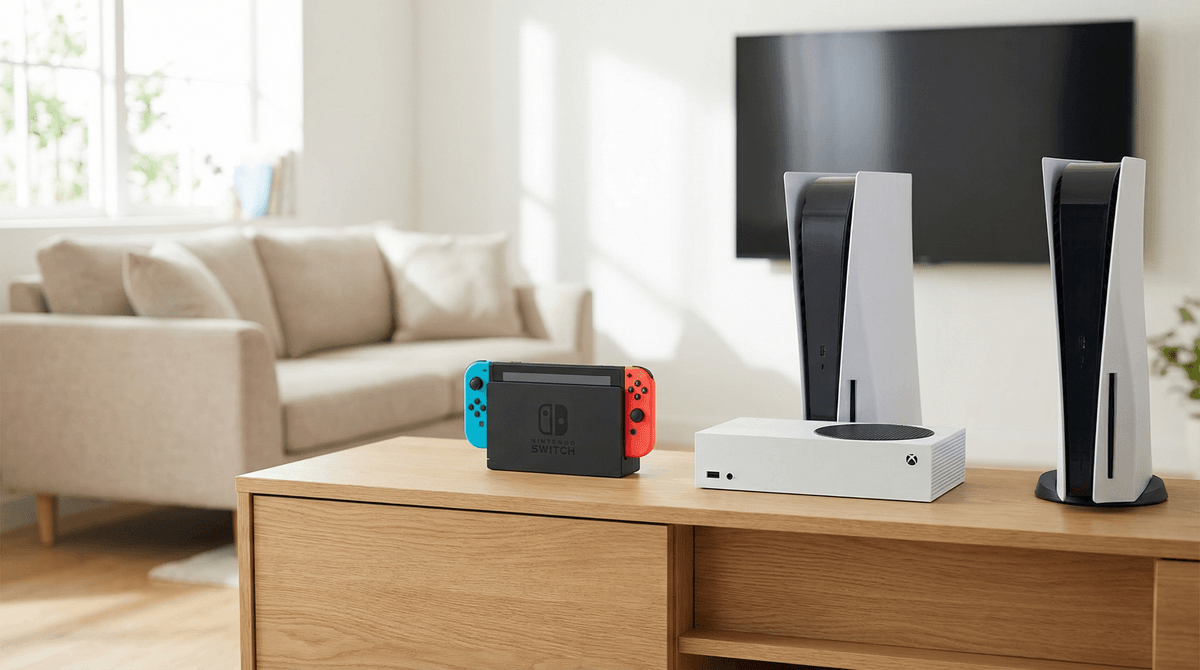 Illustration for PlayStation vs Nintendo Switch vs Xbox for Families