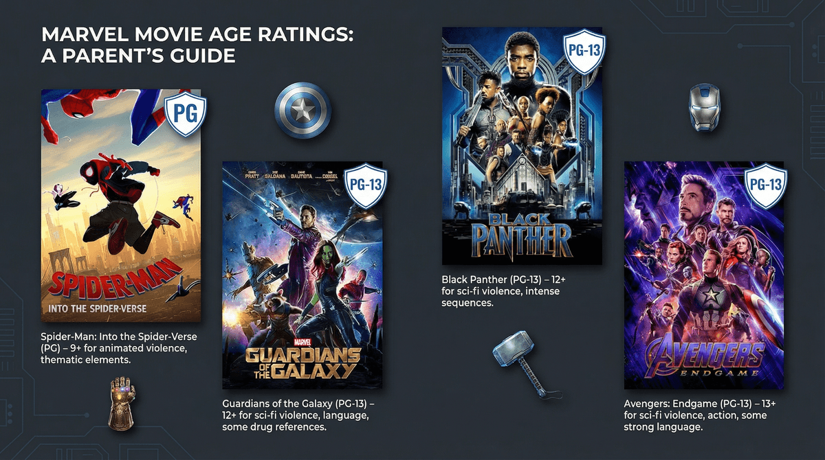Illustration for Marvel Movie Age Ratings: Are They All Safe for Kids?