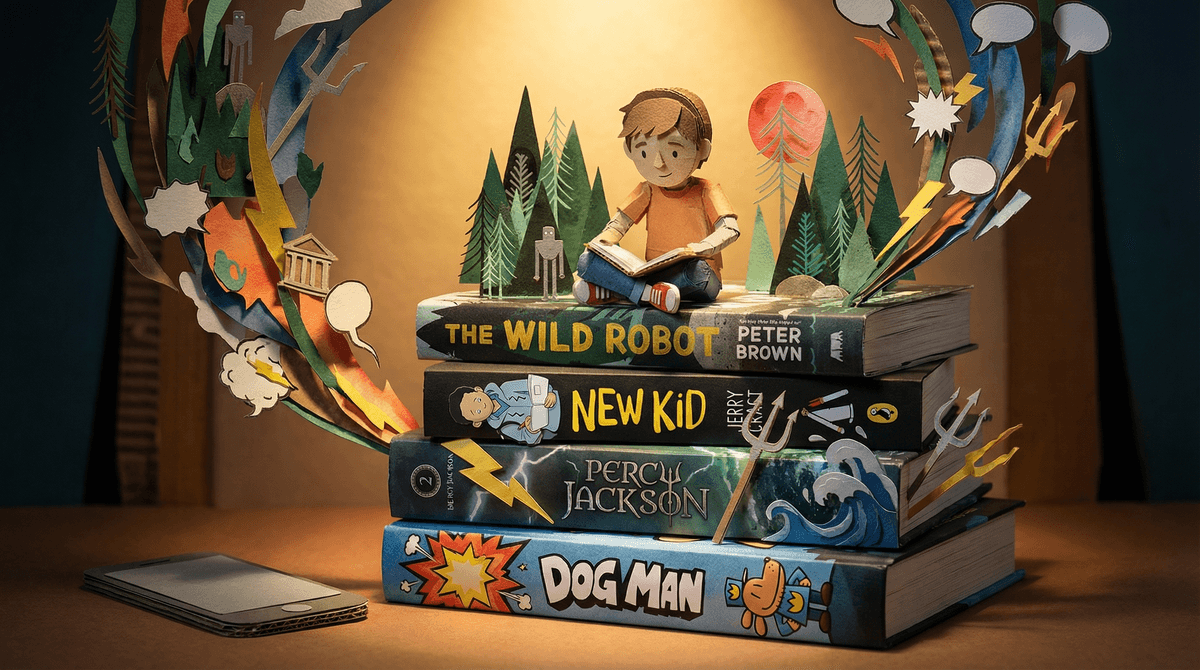 Illustration for The Ultimate Reading List for 4th Graders: Books That Balance Screen Time