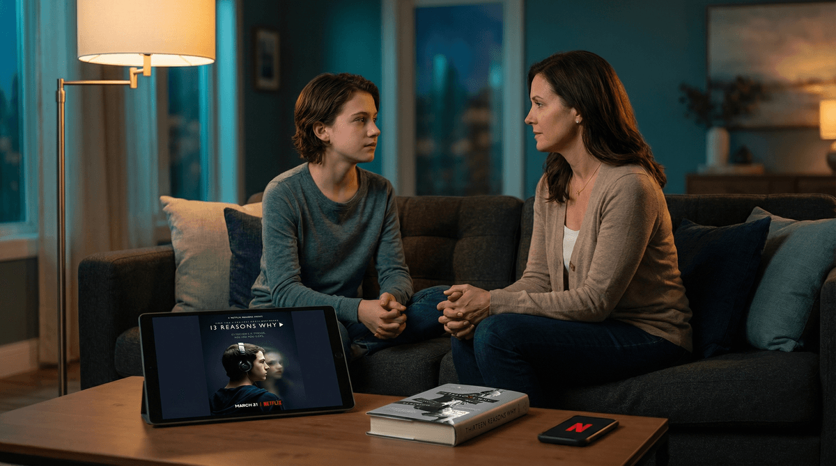 Illustration for Talking to Teens About '13 Reasons Why': A Parent's Conversation Guide