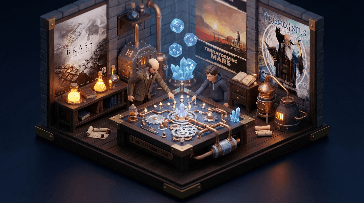 Illustration for Trismegistus: The Ultimate Formula – A Brain-Burning Board Game for Strategy-Loving Families