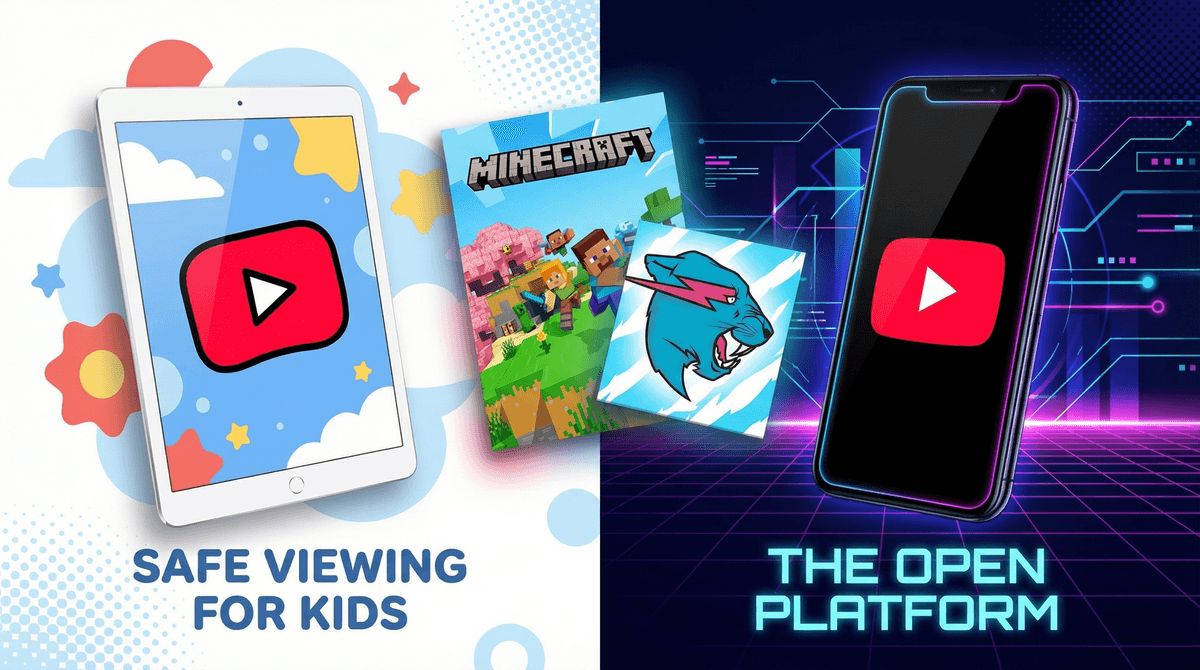 Illustration for YouTube vs YouTube Kids: 5 Key Differences for Parents
