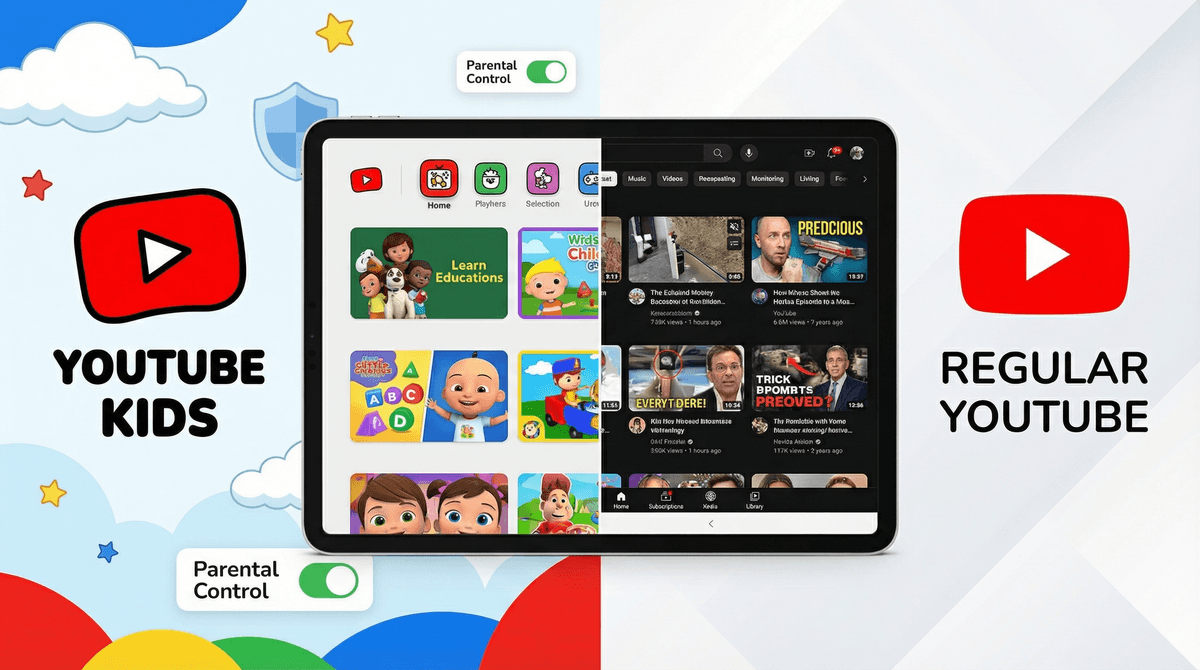 Illustration for YouTube Kids vs. YouTube: The Ultimate Safety Showdown