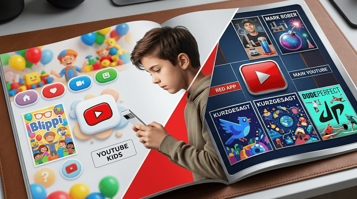 Illustration for YouTube vs. YouTube Kids: Graduation or Digital Cliff Edge?