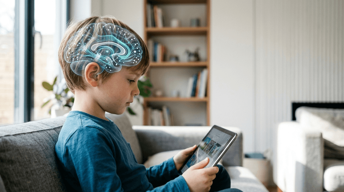 Illustration for High Screen Use Linked to Thinner Brain Tissue in Preschoolers