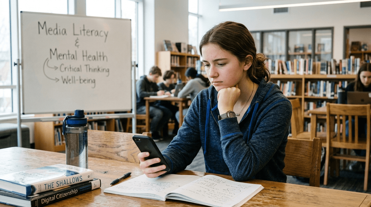 Illustration for School Digital Literacy Programs May Not Protect Teen Mental Health