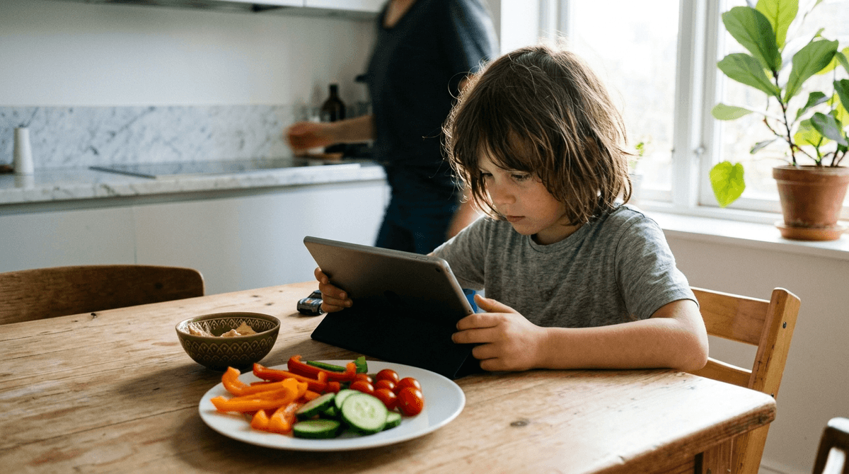 Illustration for Excessive Screen Time and Maternal Health Linked to Narrow Preschooler Diets
