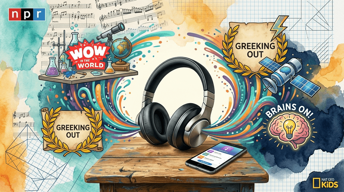 Illustration for Beyond the Screen: The Best Educational Podcasts for Elementary and Middle School Kids